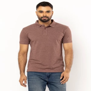 Mauve Mixed Cotton Polo Shirt